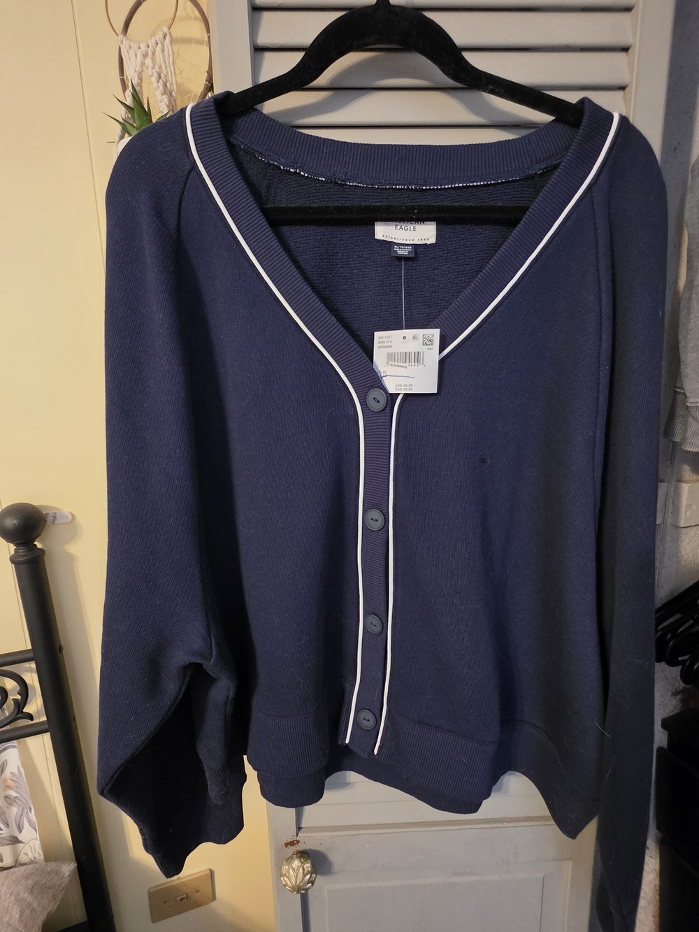 American Eagle Navy Varsity Cardigan